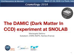 The DAMIC (Dark Matter in CCD) Experiment at SNOLAB