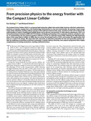 From Precision Physics to the Energy Frontier with the Compact Linear Collider