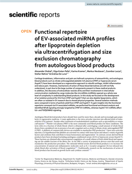 Functional Repertoire of EV-Associated Mirna Profiles After Lipoprotein Depletion Via Ultracentrifugation and Size Exclusion