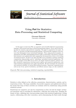 Using Perl for Statistics: Data Processing and Statistical Computing