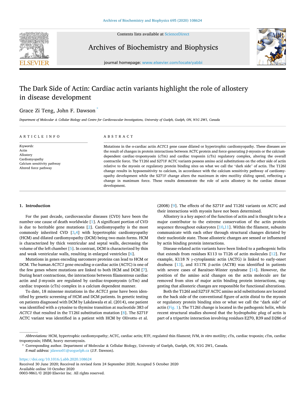 The Dark Side of Actin: Cardiac Actin Variants Highlight the Role of Allostery in Disease Development