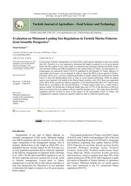 Food Science and Technology Evaluation on Minimum Landing