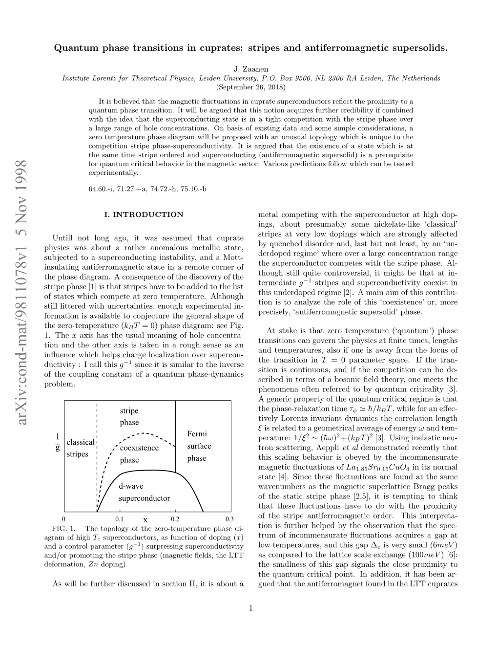 Arxiv:Cond-Mat/9811078V1 5 Nov 1998