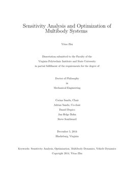 Sensitivity Analysis and Optimization of Multibody Systems