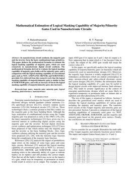 Mathematical Estimation of Logical Masking Capability of Majority/Minority Gates Used in Nanoelectronic Circuits