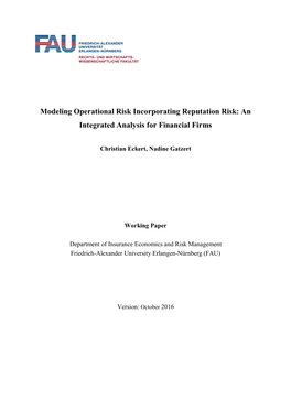 Modeling Operational Risk Incorporating Reputation Risk: an Integrated Analysis for Financial Firms