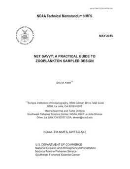 Net Savvy: a Practical Guide to Zooplankton Sampler Design