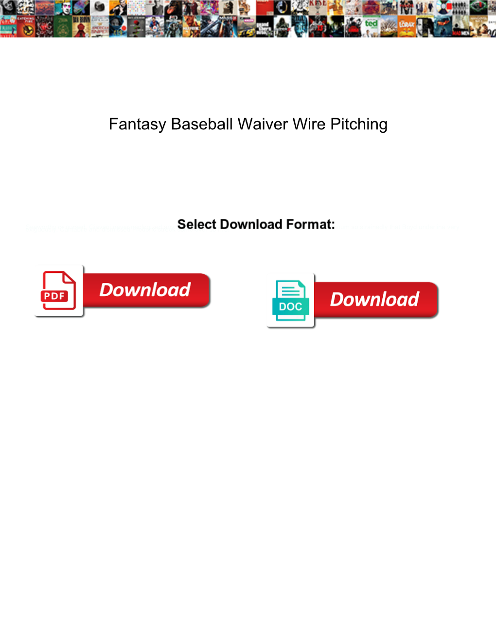 Fantasy Baseball Waiver Wire Pitching