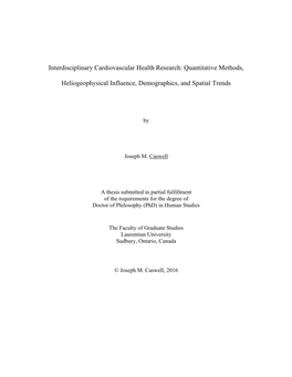 Interdisciplinary Cardiovascular Health Research: Quantitative Methods