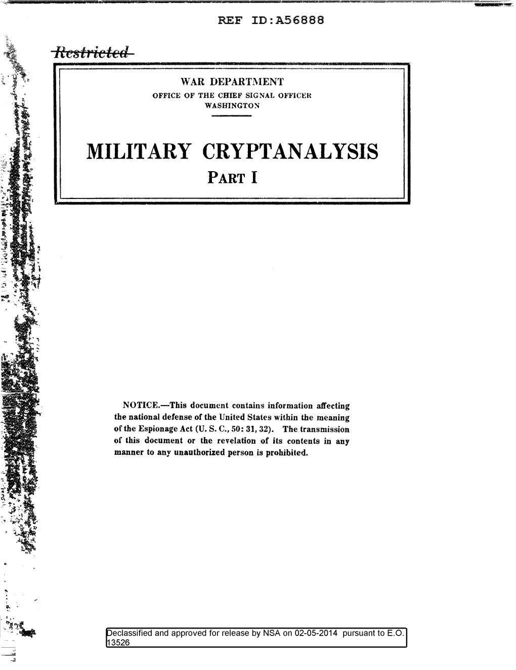 Military Cryptanalysis Part I