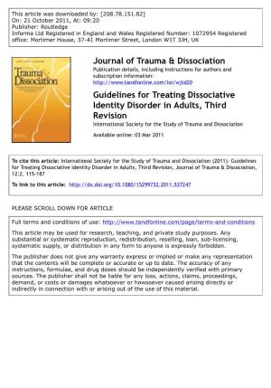 Guidelines for Treating Dissociative Identity Disorder in Adults, Third
