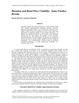 Duration and Bond Price Volatility: Some Further Results