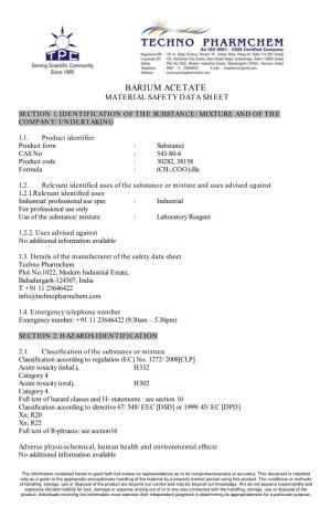Barium Acetate Material Safety Data Sheet