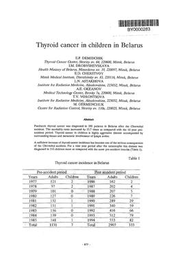 Thyroid Cancer in Children in Belarus