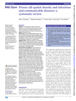 Prison Cell Spatial Density and Infectious and Communicable Diseases: a Systematic Review