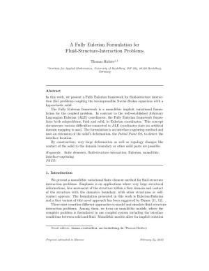 A Fully Eulerian Formulation for Fluid-Structure-Interaction Problems