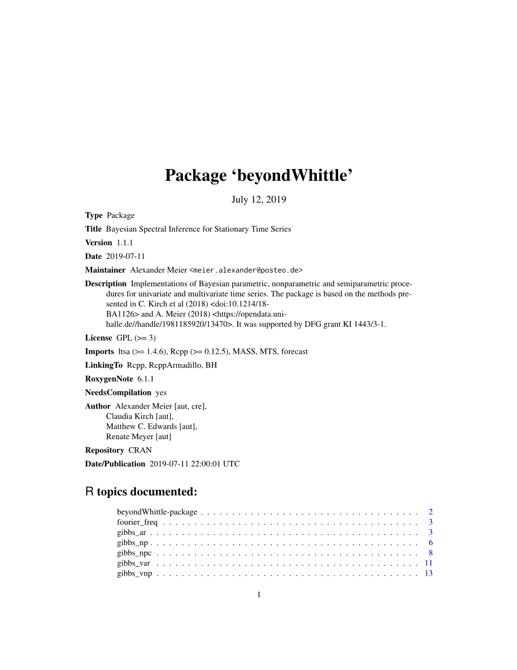 Package 'Beyondwhittle'