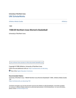 1988-89 Northern Iowa Women's Basketball