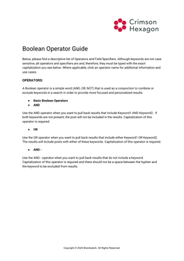 Boolean Operator Guide