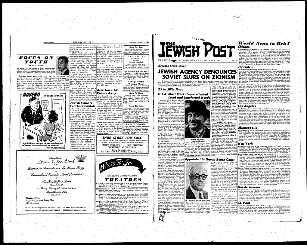 Jewish Agen'cy Denounces Soviet Slurs on Zionism
