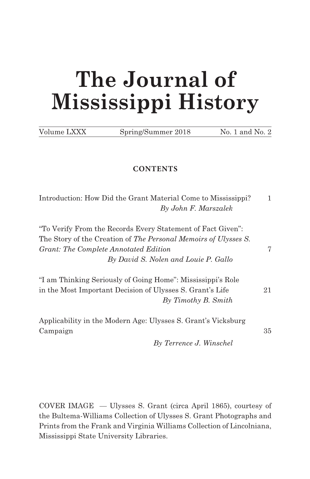 The Journal of Mississippi History