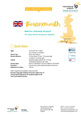 Bournemouth Centre Profile for Ministays