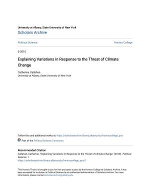 Explaining Variations in Response to the Threat of Climate Change