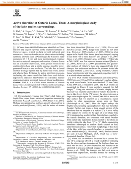 Active Shoreline of Ontario Lacus, Titan: a Morphological Study of the Lake and Its Surroundings S