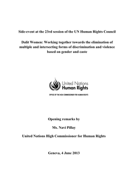 Side-Event at the 23Rd Session of the UN Human Rights Council Dalit