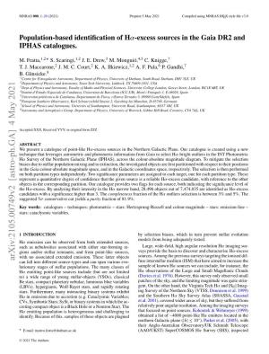 Population-Based Identification of H {\Alpha}-Excess Sources in the Gaia