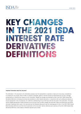 Key Changes in the 2021 Isda Interest Rate Derivatives Definitions