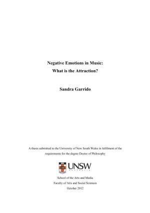 Negative Emotions in Music: What Is the Attraction? Sandra Garrido