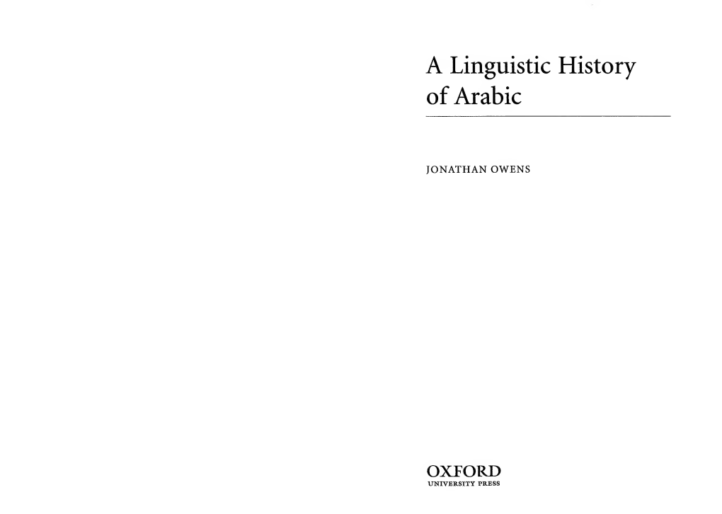 The Linguistic History of Arabic