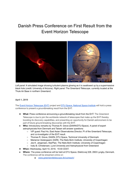 Danish Press Conference on First Result from the Event Horizon Telescope