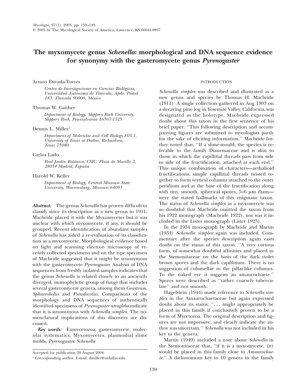 Morphological and DNA Sequence Evidence for Synonymy with the Gasteromycete Genus Pyrenogaster