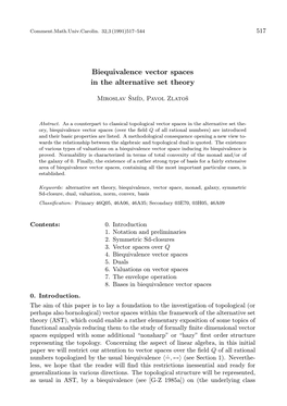 Biequivalence Vector Spaces in the Alternative Set Theory