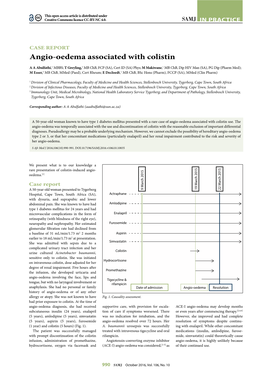 Angio-Oedema Associated with Colistin