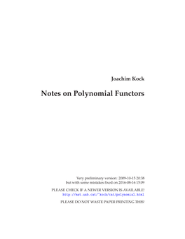 Notes on Polynomial Functors