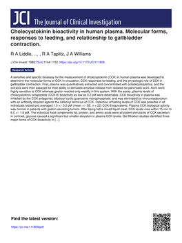 Cholecystokinin Bioactivity in Human Plasma. Molecular Forms, Responses to Feeding, and Relationship to Gallbladder Contraction