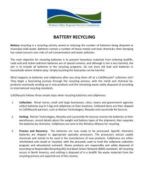 Battery Recycling Objective and Explanation (PDF)