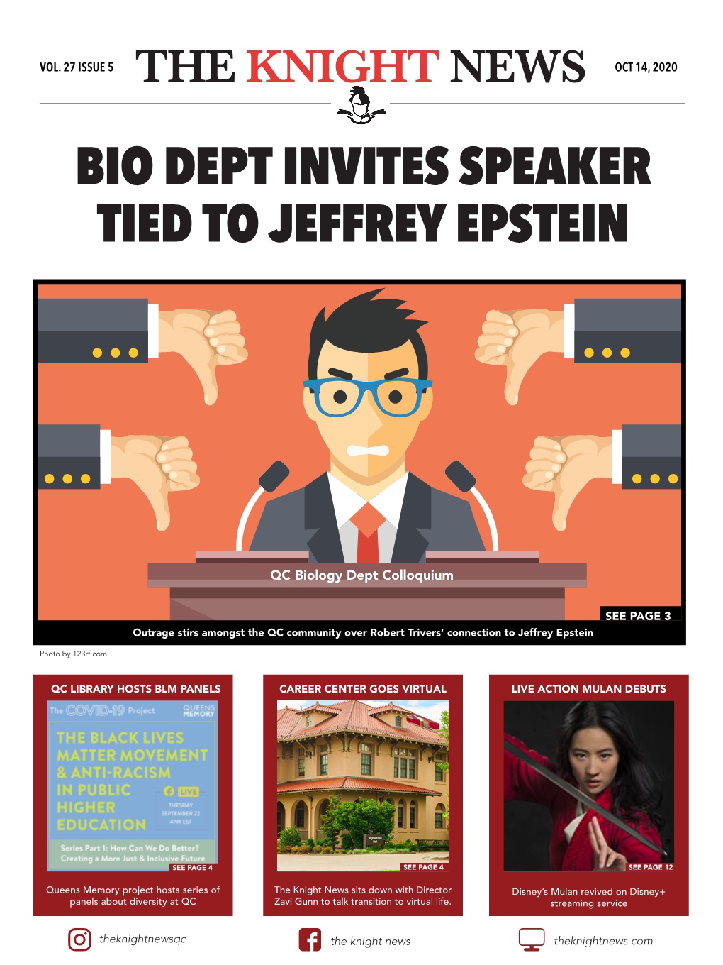 Bio Dept Invites Speaker Tied to Jeffrey Epstein