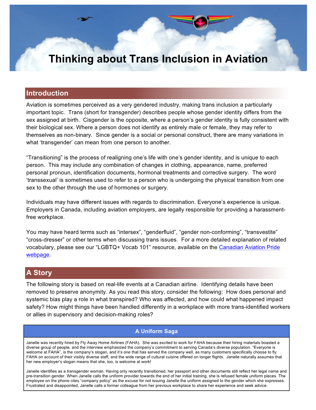 Thinking About Trans Inclusion in Aviation