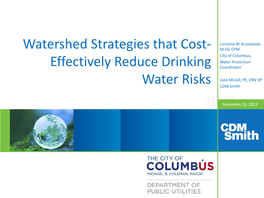 Watershed Strategies That Cost- Effectively Reduce Drinking Water
