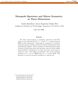 Monopole Operators and Mirror Symmetry in Three Dimensions