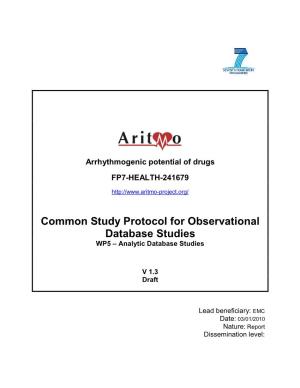 Common Study Protocol for Observational Database Studies WP5 – Analytic Database Studies