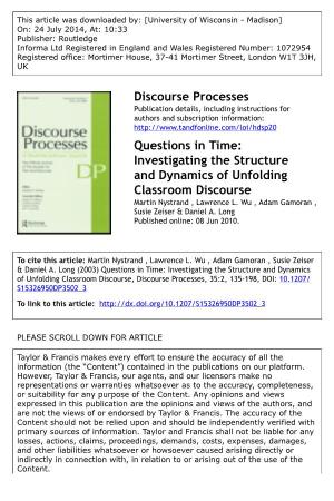 Discourse Processes Questions in Time