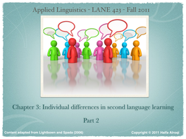 Chapter 3: Individual Differences in Second Language Learning