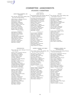 Committee Assignments Standing Committees