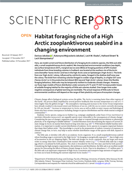 Habitat Foraging Niche of a High Arctic Zooplanktivorous Seabird in A