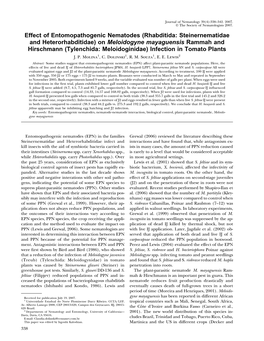 Effect of Entomopathogenic Nematodes (Rhabditida: Steinernematidae and Heterorhabditidae) on Meloidogyne Mayaguensis Rammah
